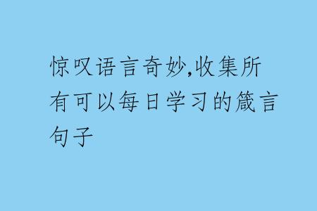 惊叹语言奇妙,收集所有可以每日学习的箴言句子