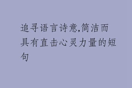 追寻语言诗意,简洁而具有直击心灵力量的短句