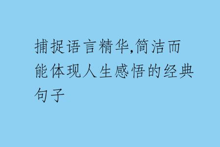 捕捉语言精华,简洁而能体现人生感悟的经典句子