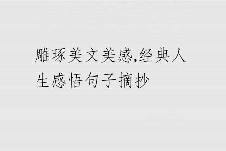 雕琢美文美感,經(jīng)典人生感悟句子摘抄