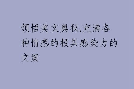 領(lǐng)悟美文奧秘,充滿各種情感的極具感染力的文案