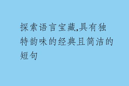 探索语言宝藏,具有独特韵味的经典且简洁的短句