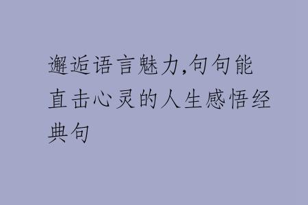 邂逅語(yǔ)言魅力,句句能直擊心靈的人生感悟經(jīng)典句